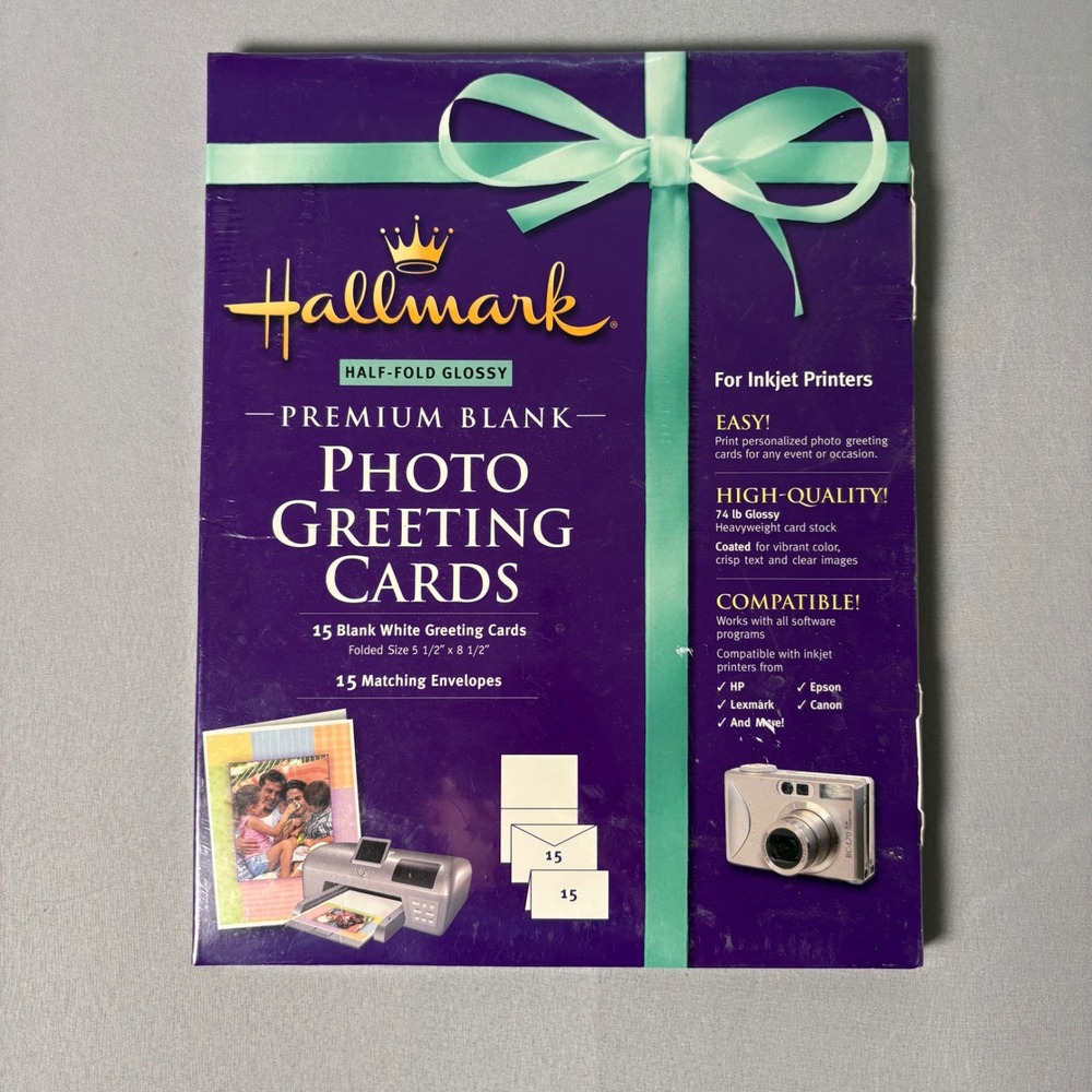 Hallmark Premium Blank Photo Greeting Cards 15ct Glossy Half-Fold 1550GF White